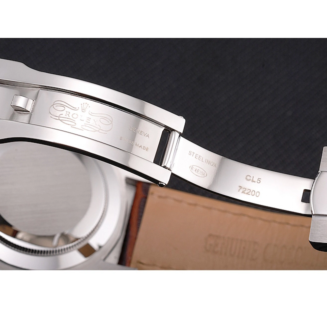 Good copy rolex watches Stainless Case Dweller Sky Rolex White Steel Dial Strap Brown Leather 0715